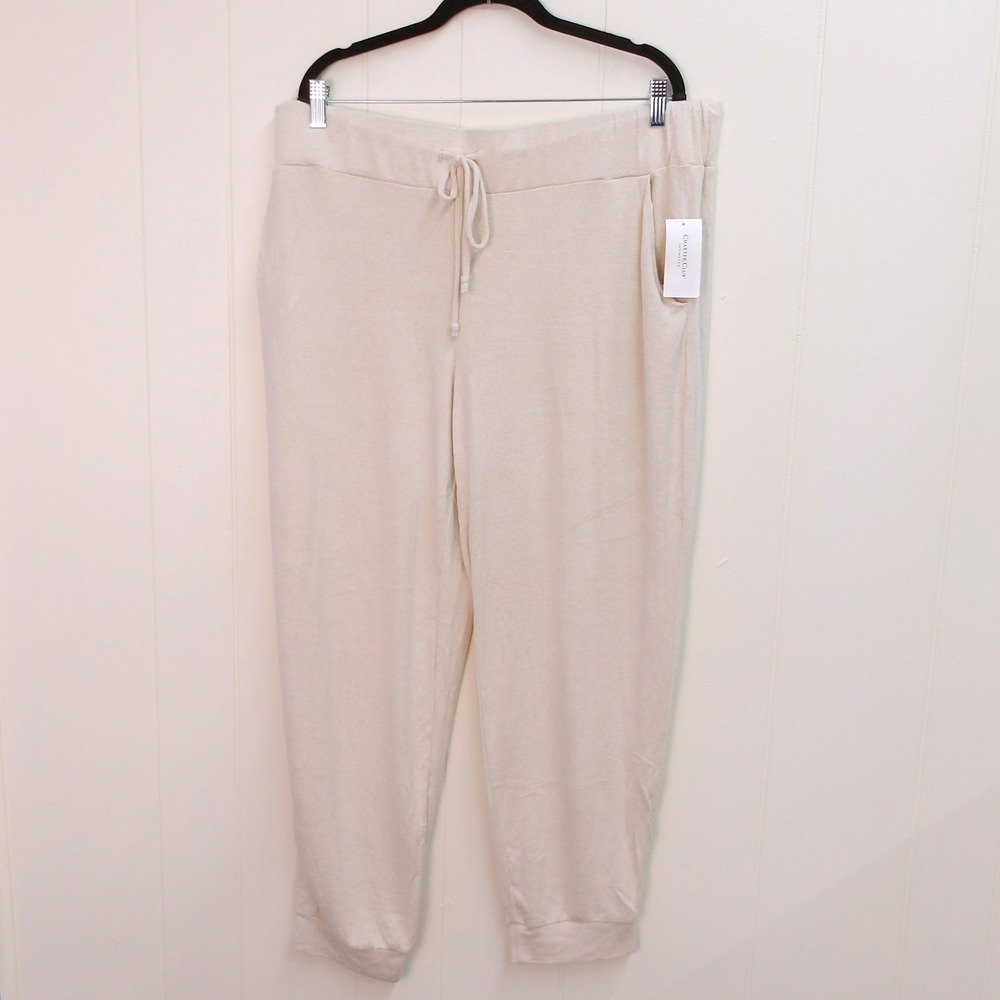 Charter Club Cropped Lounge Pants Drawstring Waist Joggers Comfy Beige XXL/#9187 - Picture 2 of 5